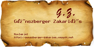 Günszberger Zakariás névjegykártya